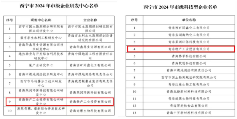 工投公司被西寧市科學(xué)技術(shù)局評(píng)定為西寧市科技型企業(yè)和西寧市企業(yè)研發(fā)中心